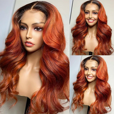 (Clearance Sale) ZSF 1B/350# Body Wave Colored Orange Human Lace Virgin Hair