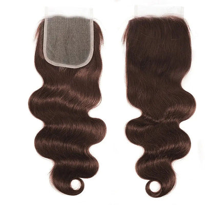 ZSF Chocolate Brown #4 Body Wave Hair 3 Bundles With Lace Closure 100% Virgin Human Hair