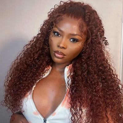 ZSF 6*4.5 Glueless Water Wave Reddish Brown Wear&Go HD Lace Wig Pre-Everything Natural Hairline