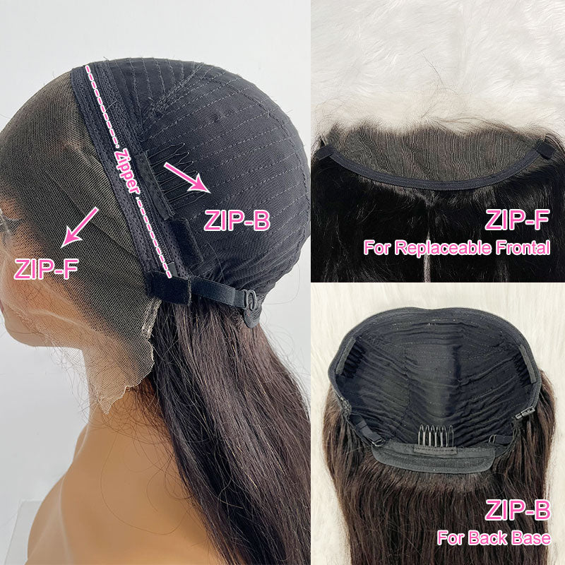 ZSF ZIP Wig Silky Straight With Optional Replaceable Tops HD Lace Frontal Wigs