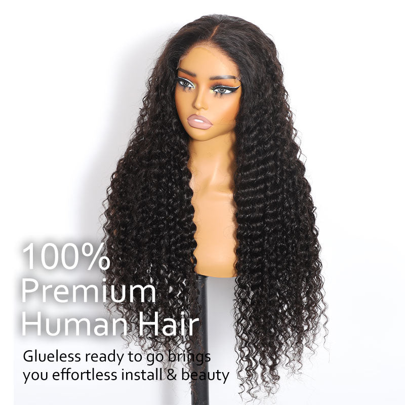 ZSF Hair 6*6/7*7 HD Lace Closure Wig Deep Wave Wear Go Upgrade Drawstring Virgin Human Hair Natural Black
