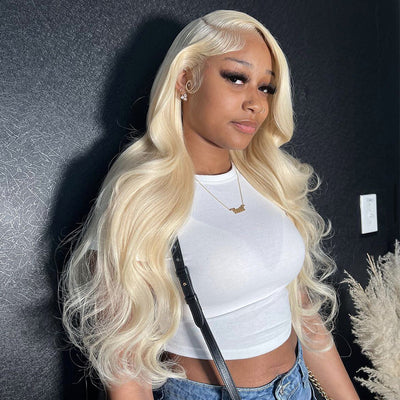 ZSF 613 Russian Blonde Body Wave Transparent Lace Wig 100% Human Hair 1Piece