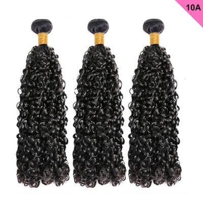 ZSF 10A Grade Hair Pixie Curly Virgin Hair 3Bundles With Lace Frontal Natural Black