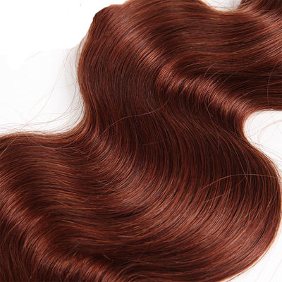 ZSF Auburn Brown #33 Body Wave Virgin Hair 4 Bundles With Lace Frontal 100% Human Hair