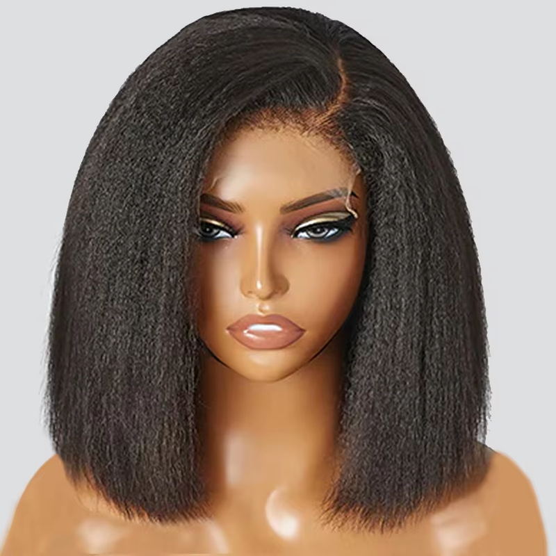 ZSF HD Lace Short Yaki Straight Bob Lace Human Hair Wigs Natural Hair Line