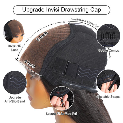 ZSF 6*6/7*7 HD Lace Body Wave Wear Go Drawstring Cap Fit All Human Hair Beginner Friendly