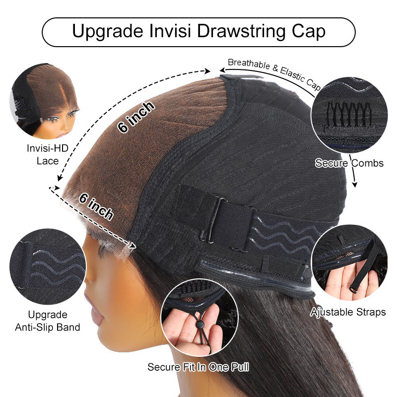 ZSF 6*6/7*7 HD Lace Body Wave Wear Go Drawstring Cap Fit All Human Hair Beginner Friendly