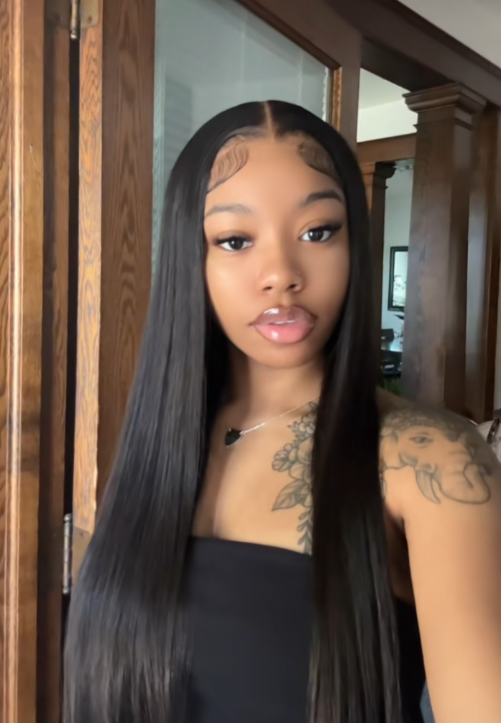 【Dollfacecourtney With ZSF Hair】 Silky Straight 13*4 HD Undetectable Lace Frontal Wig Virgin Human Hair Natural Black