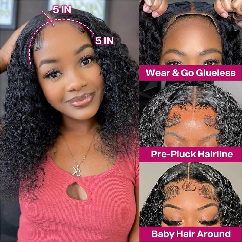 ZSF Deep Wave Bob Wig Deep Wave Bob Wig 5*5 HD Lace Brazilian Virgin Hair Unprocessed Curly Wigs