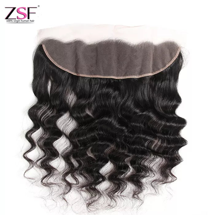 Free Shipping 10A Grade Hair Loose Deep Wave Virgin Hair 3Bundles With Lace Frontal Natural Black