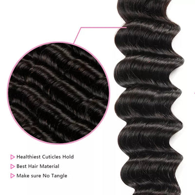 ZSF 10A Grade Loose Deep Wave 4Bundles With Lace Closure 100% Human Hair Natural Black