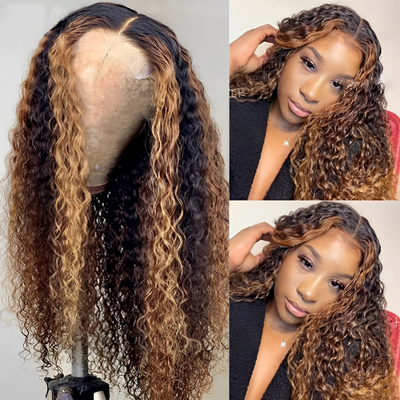 (Clearance Sale)ZSF Special Deal Lace Closure Wig P1b/30 Water Wave Lace Human Hair