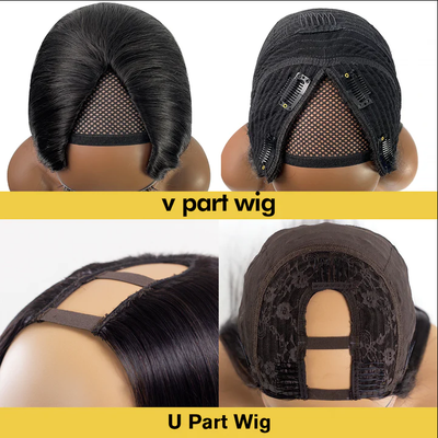 ZSF Hair V Part/U Part Machine Wig Deep Wave Middle Part  Human Hair Pre-Pluck