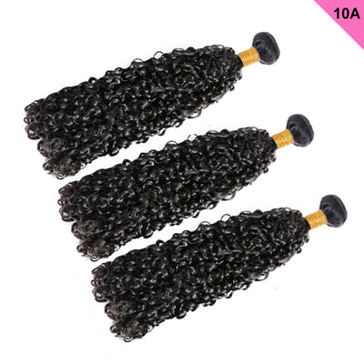 ZSF 10A Grade Hair Pixie Curly Virgin Hair 3Bundles With Lace Frontal Natural Black