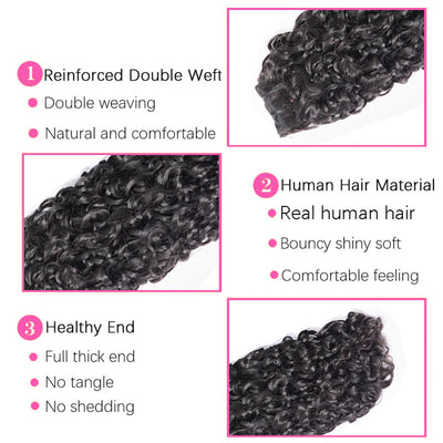 ZSF Grade 10A Hair Pixie Curly 100% Unprocessed Human Hair Weave 1Bundle Natural Black