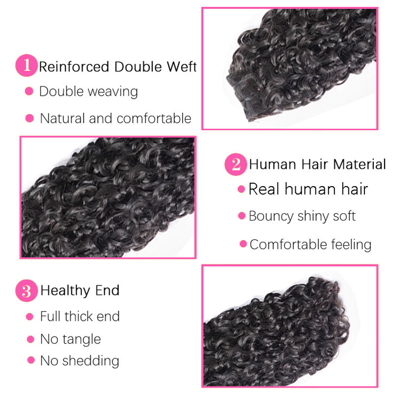 ZSF Grade 8A Hair Pixie Curly 100% Unprocessed Human Hair Weave 1Bundle Natural Black