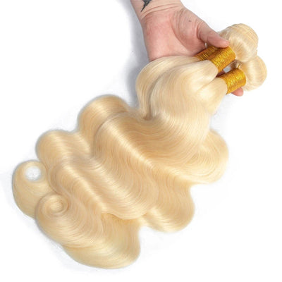 ZSF 10A Grade Blonde #613 Body Wave 3 Bundles With Lace Frontal 100% Human Hair