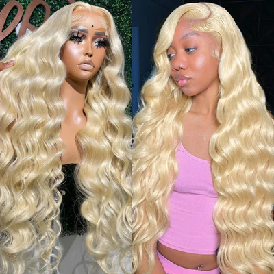 (Clearance Sale) ZSF 32Inch Body Wave Russian 613 Blonde Virgin Hair Preplucked With Baby Hair Natural Hairline