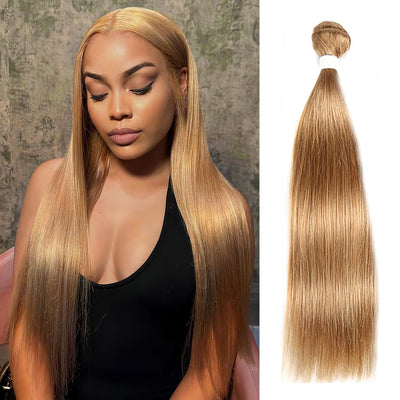 ZSF Honey Blonde #27 Straight Human Hair 3 Bundles With Lace Frontal Vigin Hair