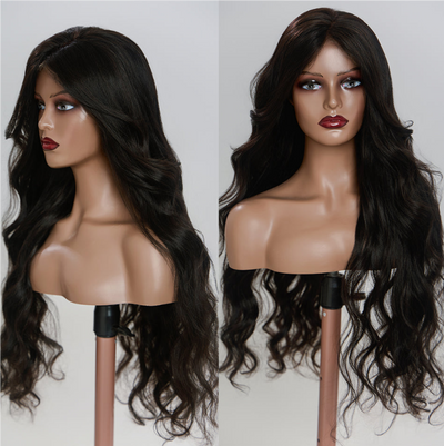 ZSF Glueless Curtain Bangs HD Lace Wig Pre-Bleached Body Wave Wear&Go Human Hair