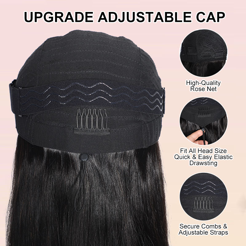 (BUY 1 GET 1 Free) ZSF Hair Silk Straight Human Hair Wigs with Bangs N ...