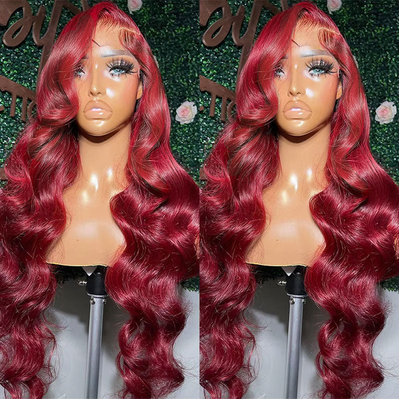 ZSF Pre-everything Burgundy Body Wave Colored Hair Pre-pluck Hairline