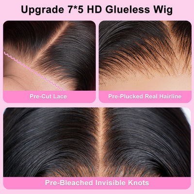 ZSF Upgrade 7*5 Glueless Chocolate Brown HD Lace Wig Body Wave Human Hair Wig Invisble Knots