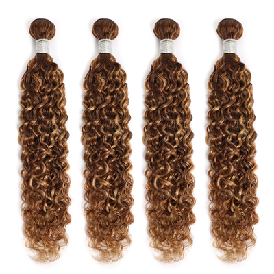 ZSF P4/27 Brown Blonde Highlight Water Wave Virgin Hair 4Bundles With 13*4 Lace Frontal