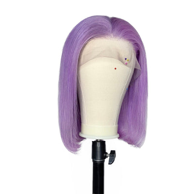 (Clearance Sale)ZSF Purple Straight Virgin Hair Bob Lace Wig Frontal Human Wig
