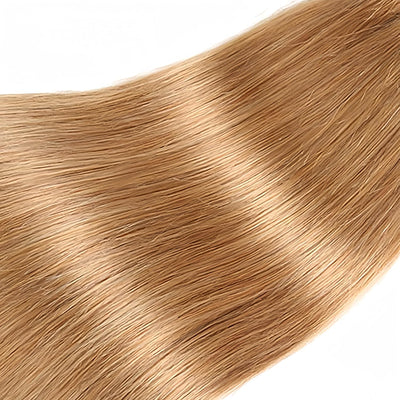 ZSF Honey Blonde #27 Straight Virgin Hair 4Bundles With Lace Closure 100% Human Hair