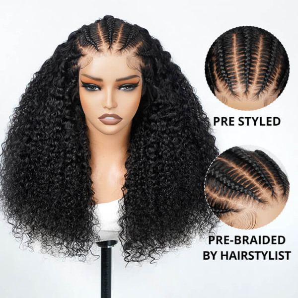 ZSF Hair Pre-Braids Curly HD Lace Frontal Wigs Vigin Human Lace braiding Hair Wig