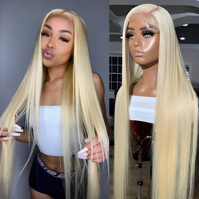 34" 38" 40" ZSF Hair Russian 613 Blonde Virgin Hair Straight Lace Frontal Wig 100% Human Hair 1Piece
