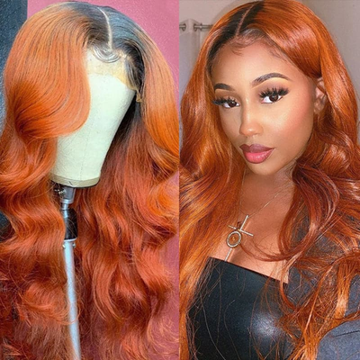 (Clearance Sale) ZSF 1B/350# Body Wave Colored Orange Human Lace Virgin Hair