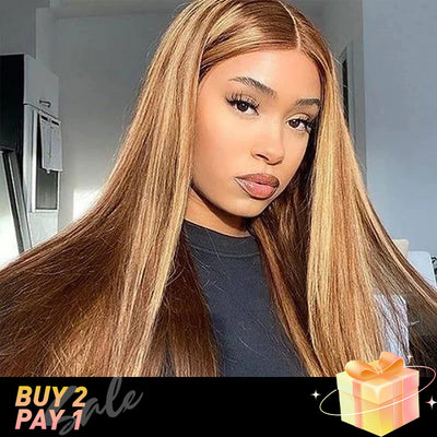 (BUY 2 PAY 1)Straight Transparent Lace Wig 4/27 Colored Human Virgin Hair One Piece