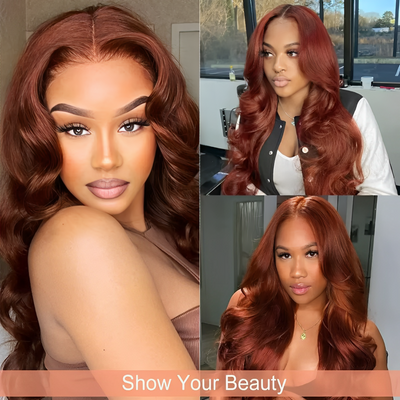 ZSF 7*5 Glueless Body Wave Reddish Auburn Brown Wear Go Wig Human Hair Wig