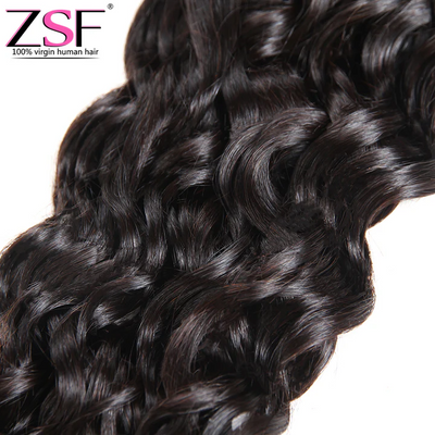 ZSF Hair Grade 10A Vigin Hair Water Wave 1Bundle 100% Unprocessed Human Hair Weave Natural Black