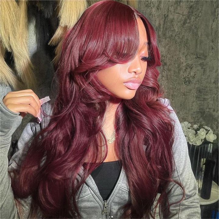 (Ready to ship)ZSF Glueless Curtain Bangs 6*4.5 HD Lace Closure Wig Pre-Bleached Body Wave