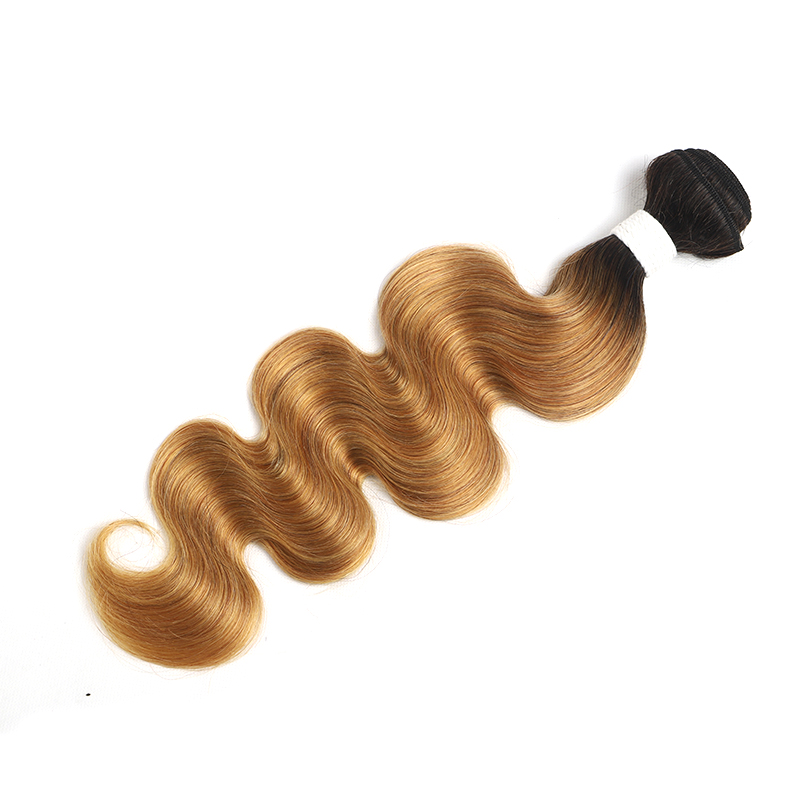 ZSF T1B/27 Ombre Blonde Body Wave Human Hair 3Bundles With Lace Closure Brazilian Remy Hair