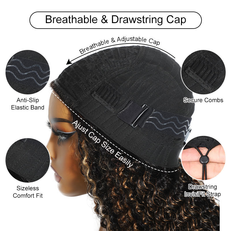ZSF Hair 3-In-1 Half Wig Flip Over Kinky Curly 1B/27