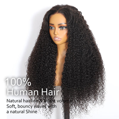 ZSF Hair Water Wave Curly 13*4 HD Lace Frontal Wig Human Hair Pre-Plucked Hairline Middle Part