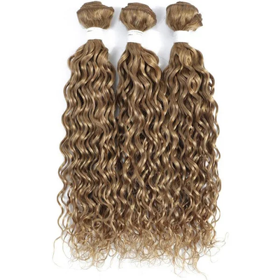 ZSF Honey Blonde #27 Water Wave Human Hair 3 Bundles With Lace Frontal Virgin Hair