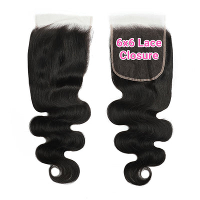 ZSF Grade 8A Body Wave Bundles With Lace Closure Natural Black Hair Extensions