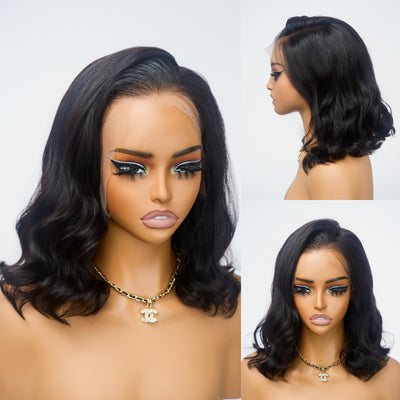 ZSF Gorgeous Natural Black Body Wave Short Bob Wig 100% Virgin Real Human Hair Human Hair Wig