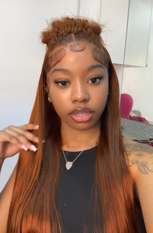 【Dollfacecourtney With ZSF Hair】 Ginger Brown Transparent Lace Wig Body Wave Colored Human Hair Wig