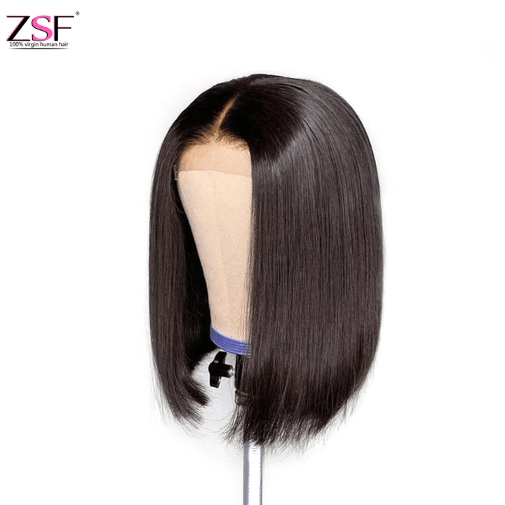 (Clearance Sale)ZSF Hair Straight Short Bob Wig Brazilian Straight Virgin Hair Unprocessed Human Hair 1Piece