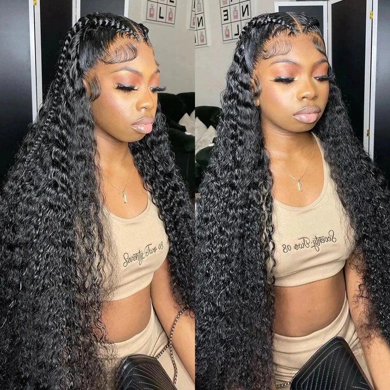 (BUY 1 GET 1 Free)ZSF Hair Jerry Curly Transparent Lace Wig 100% Human Virgin Hair