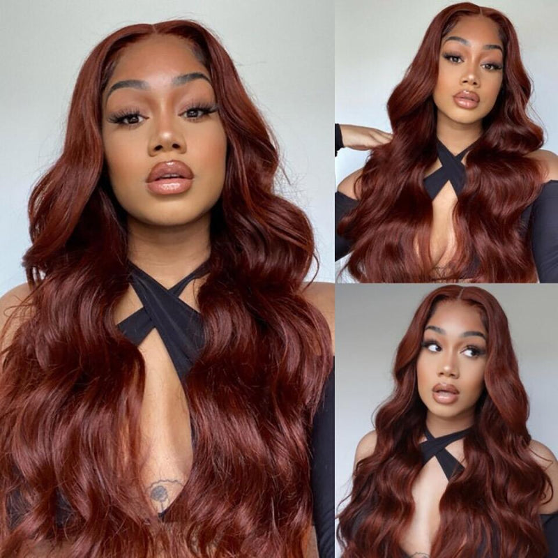 (BUY 2 PAY 1)ZSF Brunette Auburn Copper Body Wave Colored Human Lace Wig