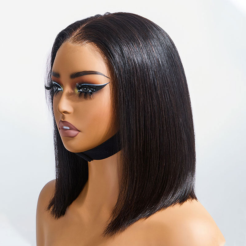 ZSF Smooth Straight Short Bob Wig Brazilian Lace Virgin Hair Human Hair Wig  1Piece