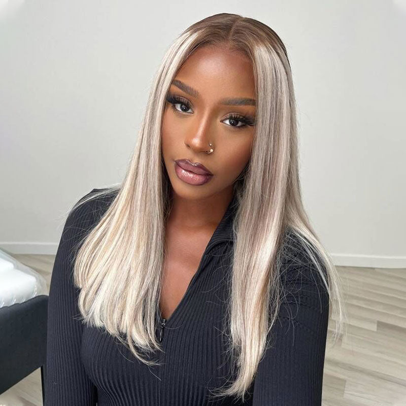 ZSF Straight Exclusive Original Blonde Highlight 18/613 Colored Lace Front Human Hair Wigs