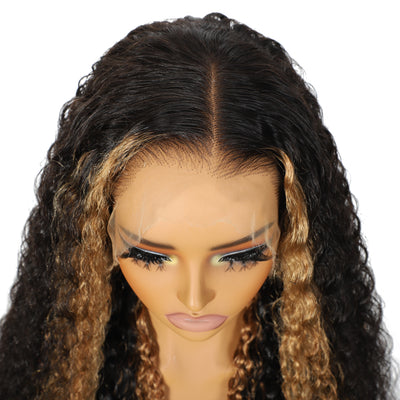 (BUY 1 GET 1 Free) ZSF Hair Old Money Fashion T27# Highlight Water Wave Curly Lace Wig Natural Hairline Brazilian Hair